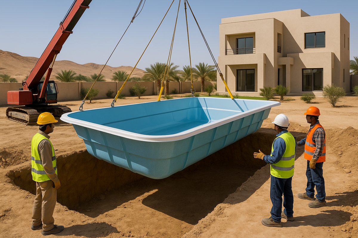 تركيب مسبح فيبر جلاس