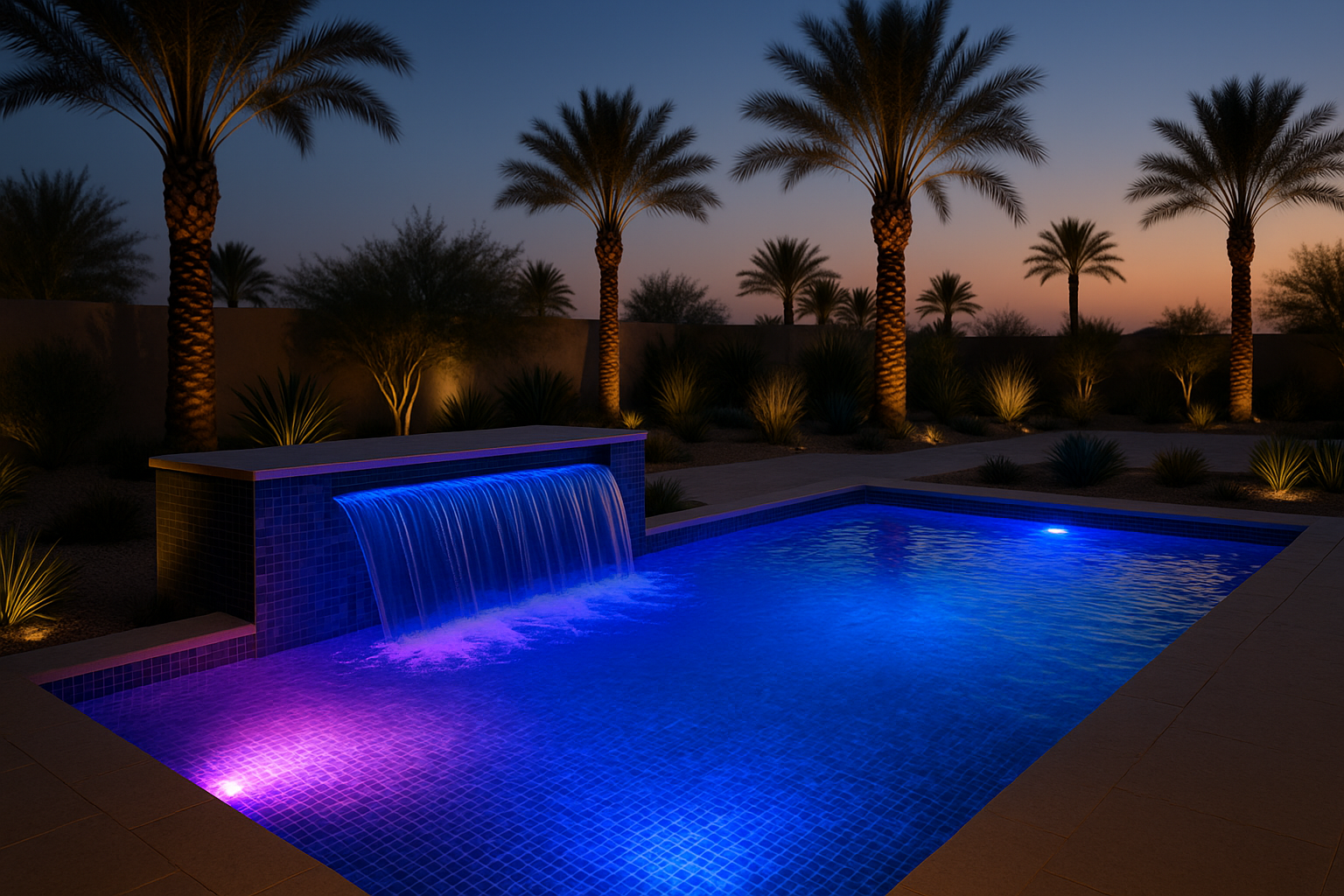 Pool with water features in Medina